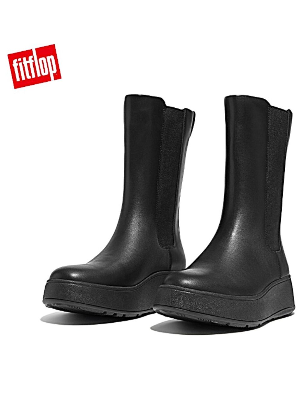 FITFLOP Leather F Mode Flatform High Chelsea Boots